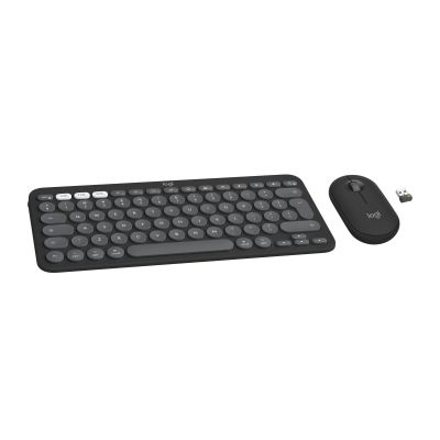 5. Logitech 920-012244 klawiatura Dołączona myszka Uniwersalne RF Wireless + Bluetooth QWERTY Amerykański międzynarodowy Grafitowy