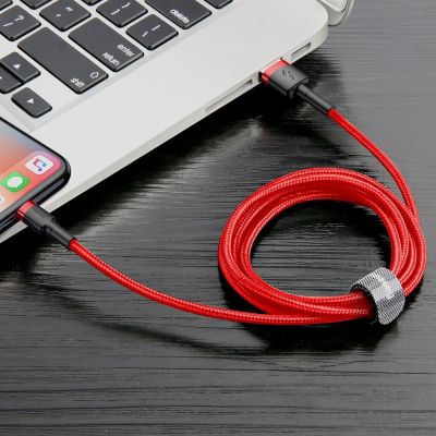 6. Kabel Baseus Cafule USB-A / Lightning 2A QC 3.0 3 m - czerwony