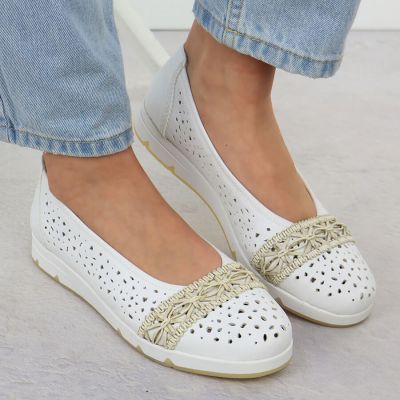 6. Baleriny damskie ażurowe komfortowe białe Rieker  L3062-80