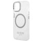 6. Etui Guess Metal Outline MagSafe na iPhone 14 - srebrne