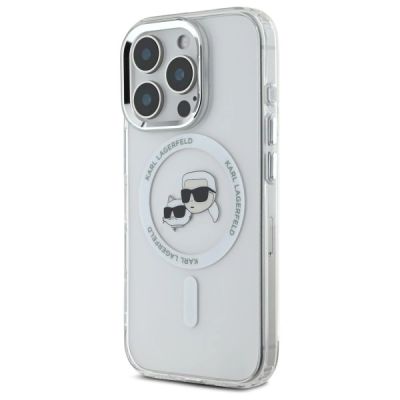 2. Etui Karl Lagerfeld IML Metal Karl&Choupette Head MagSafe na iPhone 16 Pro Max - białe