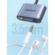 16. Ugreen adapter audio przejściówka USB Typ C (męski) - USB Typ C PD QC (żeński) + mini jack 3,5mm (żeński) szary (CM231)