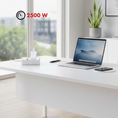 11. MACLEAN LISTWA ZASILAJĄCA, PRZEDŁUŻACZ 2 GNIAZDA + 3XUSB, 110-240V AC 50/60HZ, 2.1A MAX 2500W, 3 M, BIAŁA MCE388 W