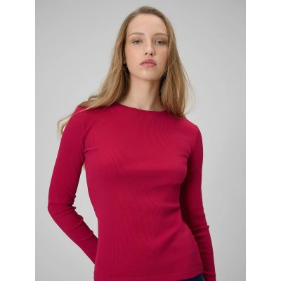 5. Longsleeve slim z prążkowanej dzianiny damski 4F 4FRAW25TLONF656-53S