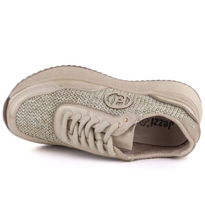 4. Skórzane sneakersy damskie plecionka złote Gino Fabiani OL39-5 GOLD