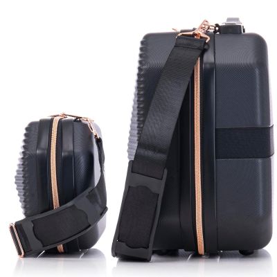 5. ZESTAW KOSMETYCZKA + TOREBKA ABS T5821-6 CZARNY SEMI LINE