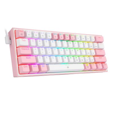 5. REDRAGON K617-RGB Fizz RGB White/Pink klawiatura USB Różowy, Biały