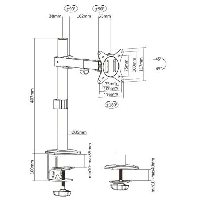 10. Equip 650166 uchwyt / stojak do monitorów 81,3 cm (32") Biurko Biały