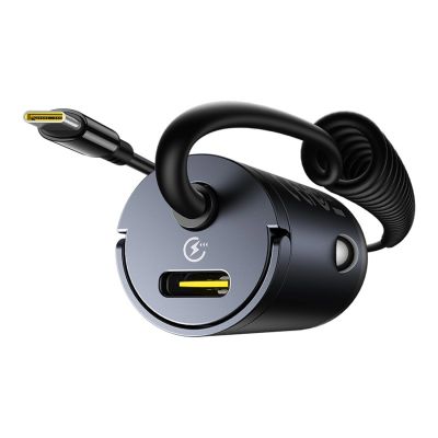 6. Ładowarka samochodowa Baseus Tiny Star 30W z wbudowanym spiralnym kablem USB-C - czarna