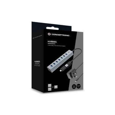 5. Conceptronic HUBBIES21GP huby i koncentratory USB 3.2 Gen 1 (3.1 Gen 1) Type-A 5000 Mbit/s Szary