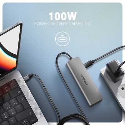 4. Axagon HMC-5H USB-C 3.2 Gen 1 hub 3x USB-A 4K HDMI PD 100W - Silber Przewodowa USB 3.2 Gen 1 (3.1 Gen 1) Type-C Srebrny