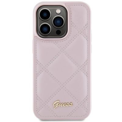 3. Etui Guess Quilted Metal Logo na iPhone 15 Pro Max - różowe