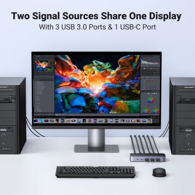 6. Przełącznik KVM Ugreen CM664 HDMI switch 2w1 - czarny