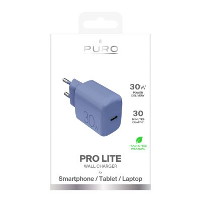 2. Ładowarka sieciowa Puro Pro Lite 30W USB-C  - niebieska