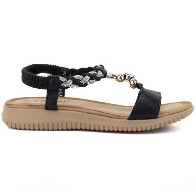 2. Sandały damskie na gumki czarne S.Barski KV61-6051