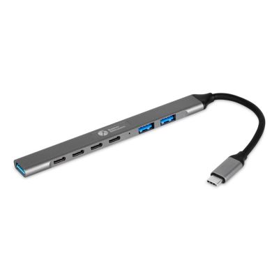 2. BakkerElkhuizen USB-C Hub 7-in-1 (3A+4C) USB Type-C 5000 Mbit/s Czarny, Szary