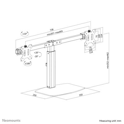 13. Neomounts FPMA-D865DBLACK uchwyt / stojak do monitorów 68,6 cm (27") Biurko Czarny