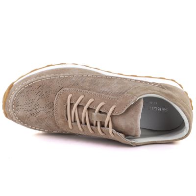 3. Skórzane półbuty damskie zamszowe jasny braz Sergio Leone SP001