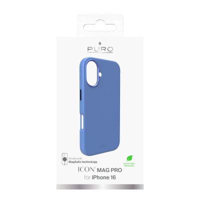 10. Etui silikonowe Puro Icon Mag Pro MagSafe do iPhone 16 - niebieskie