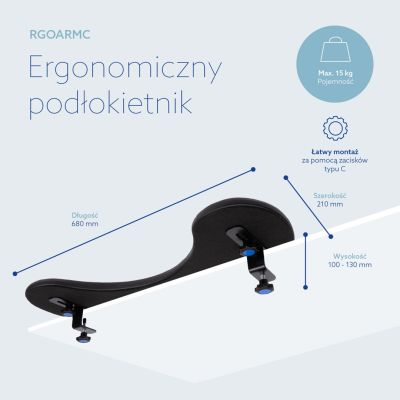 62. Podłokietnik ergonomiczny R-Go Armlehne juodas