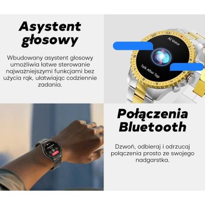 16. Smartwatch Męski GRAVITY GT16-2 Black / Czarna Bransoleta