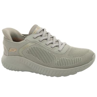 Skechers buty sportowe damskie Bobs Squad wsuwane SLIP-INS oliwkowe