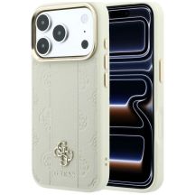 Etui Guess Stripe Peony 4G Logo MagSafe na iPhone 18 Pro / 17 Pro - beżowe