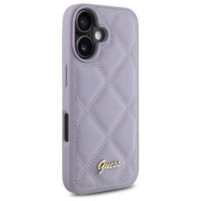 4. Etui Guess Quilted Metal Logo na iPhone 16 - jasnofioletowe