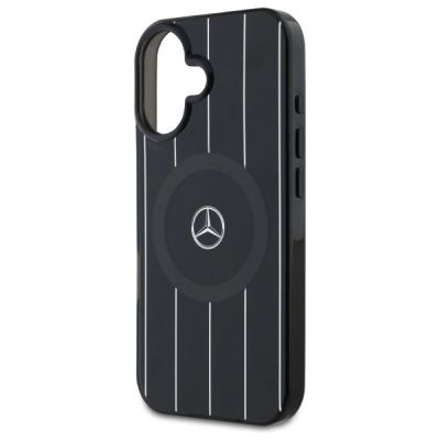 6. Etui Mercedes MB Double Layer Crossed Lines MagSafe na iPhone 16 - czarne