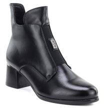 Botki damskie ocieplane na klocku czarne Potocki SZ12868