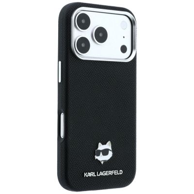 4. Etui Karl Lagerfeld Grained Choupette Head Metal MagSafe na iPhone 17 Pro Max / 18 Pro Max - czarne