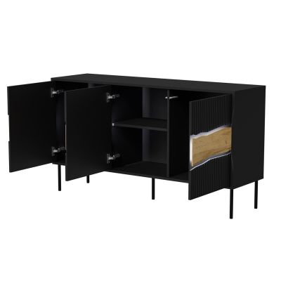 3. Komoda INSERTO 3D 143,5x40x80 czarny + LED