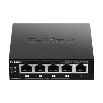 4. D-Link DGS-1005P/E łącza sieciowe Nie zarządzany Gigabit Ethernet (10/100/1000) Obsługa PoE Czarny