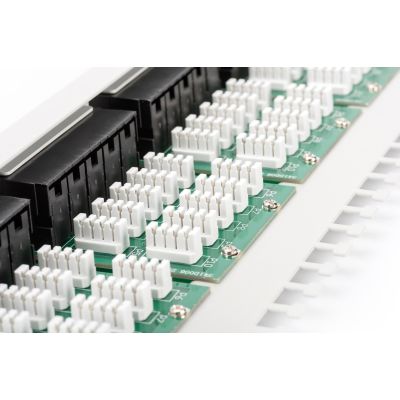 10. Digitus Panel krosowy (patch panel) ISDN 19" 50x RJ45 (8P4C), LSA poziom, kat.3, nieekranowany, 1U, szary