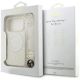 8. Etui Guess IML Flowers Allover Electroplated with Pearl Strap MagSafe na iPhone 18 Pro / 17 Pro - białe