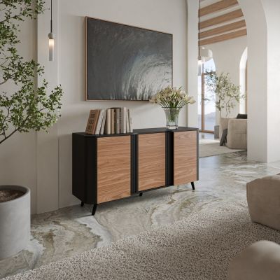 3. Komoda VOLARE 151x39x75 czarny/orzech