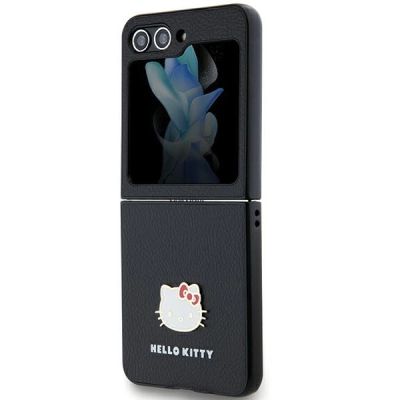 6. Etui Hello Kitty Metal Logo Kitty Head na Samsung Galaxy Z Flip 5 - czarne