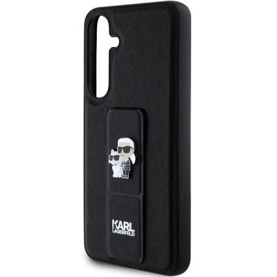 6. Etui Karl Lagerfeld Gripstand Saffiano Karl&Choupette Pins na Samsung Galaxy S24+ - czarne