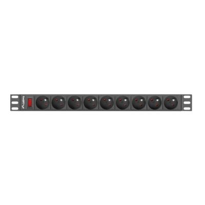 5. Listwa RACK Lanberg PDU-09E-0300-BK (7 x UTE; 16 A (3680 W); 3m; kolor czarny)