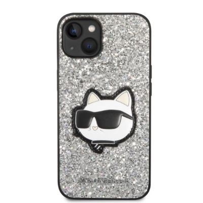3. Etui Karl Lagerfeld Glitter Choupette Patch na iPhone 14 - srebrne