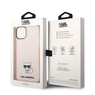 8. Etui Karl Lagerfeld Transparent Choupette Body na iPhone 14 Plus / 15 Plus 6,7" - różowe