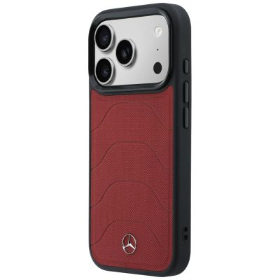 2. Etui Mercedes Leather Mesh with Bow Line MagSafe na iPhone 17 Pro - czerwone