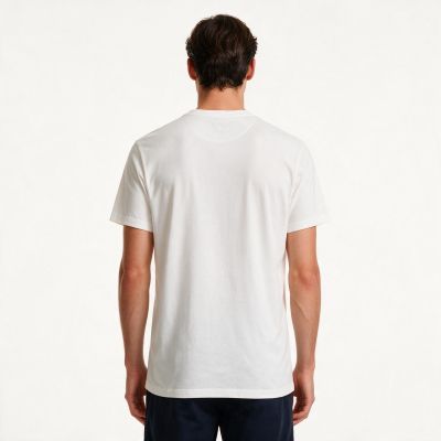 4. Paul&Shark T-shirt bawełniany męski biało-złoty 99311007-10E - klasyczny krój, logo
