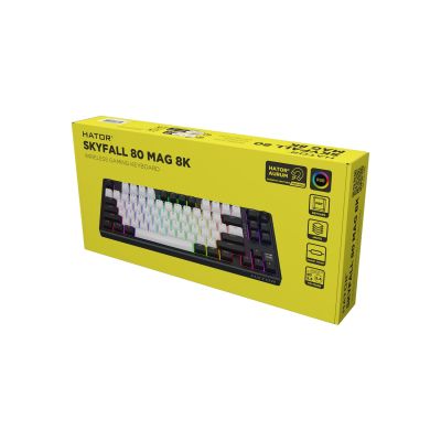 7. HATOR Skyfall 80 MAG ULTIMA 8K wireless klawiatura Gaming USB + RF Wireless + Bluetooth QWERTY US English Czarny, Biały