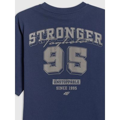 10. T-shirt loose z nadrukiem chłopięcy 4F 4FJRSS26TTSHM3465-31S