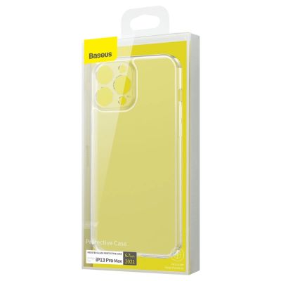 5. Baseus Frosted Glass Case etui pokrowiec do iPhone 13 Pro Max sztywna obudowa z żelową ramką przezroczysty (ARWS000202)