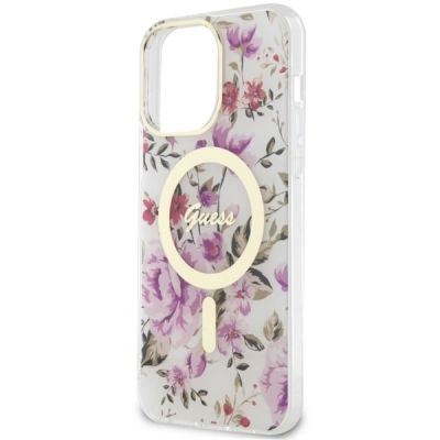 11. Etui Guess Flower MagSafe na iPhone 14 Pro - przezroczyste