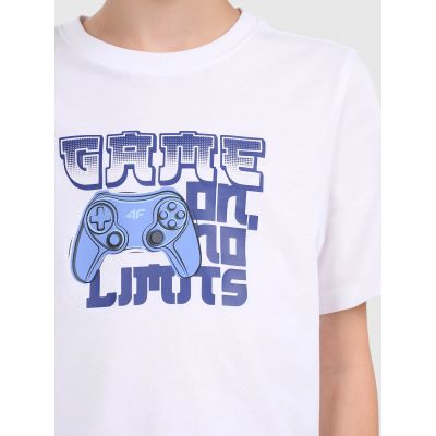 3. T-shirt z nadrukiem chłopięcy 4F 4FJWAW26TTSHM3517-10S