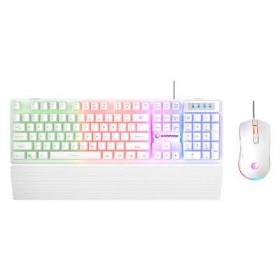 2. RAMPAGE FORTUNA ZESTAW GAMINGOWY KLAWIATURA Z PODKŁADKĄ I MYSZ 12800 DPI WHT