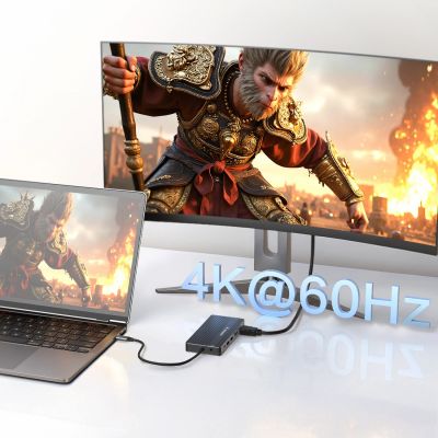 8. Hub USB-C 14 w 1 Wozinsky WDS03Y5S wielofunkcyjny, aluminiowy, do 3 monitorów, z kablem 15 cm  - szary